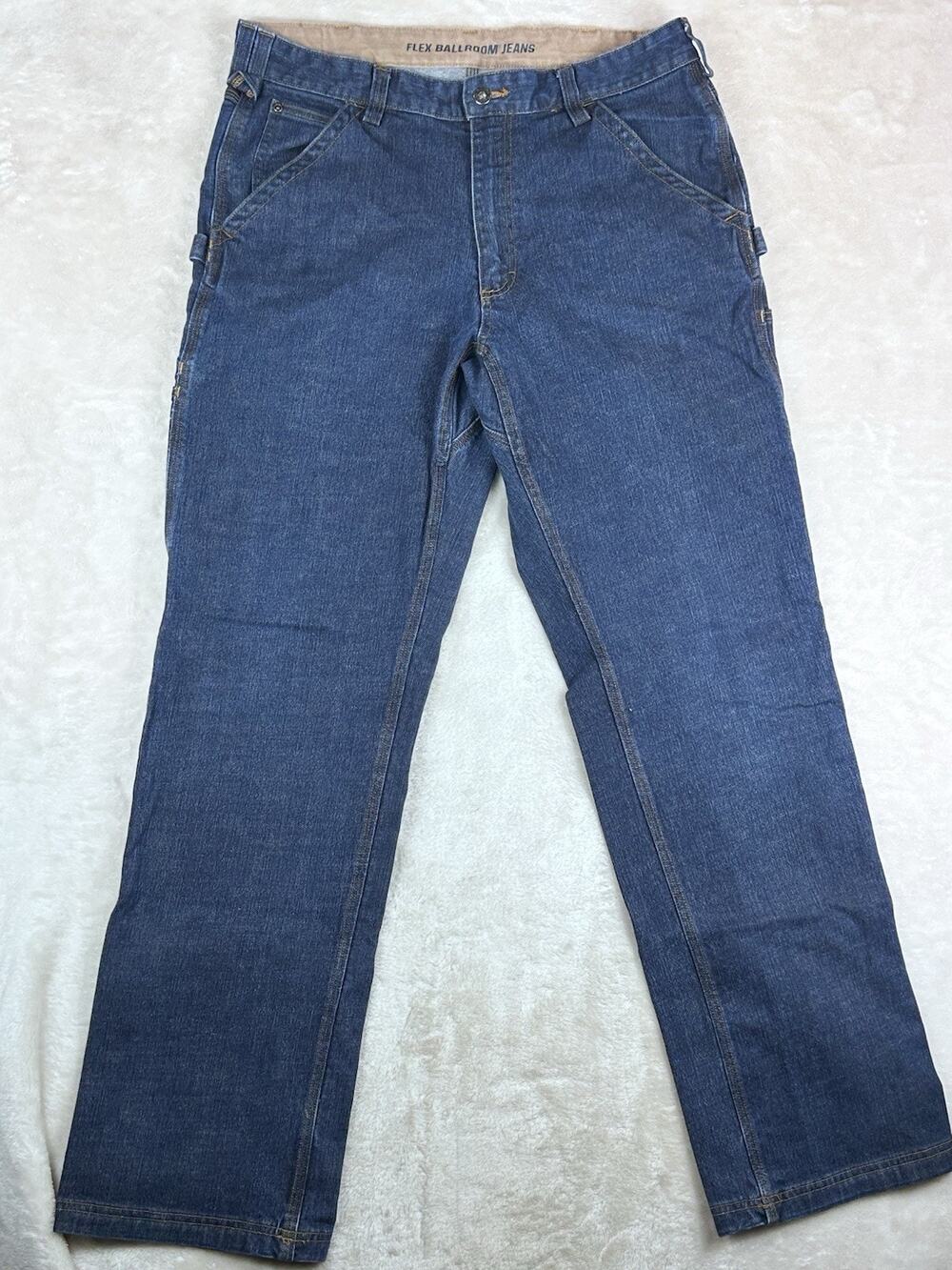Duluth Trading Flex Ballroom Jeans Men’s Sz 36x34 Blue Relaxed Fit Carpenter